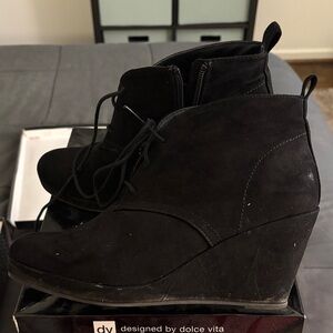 Dolce Vita Black Ankle Booties with Wedge Heel
